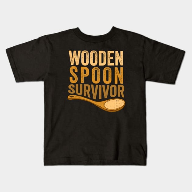 Wooden Spoon Survivor Kids T-Shirt by Sarjonello